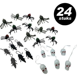 Halloween decoratie voordeelpakket – Ratten & Schedels – 24 stuks
