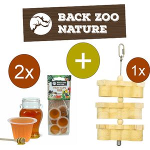 Back Zoo Nature Fruitkuipjes Honing - Vogelsnack - Inclusief Foerageerhouder - Foerageren