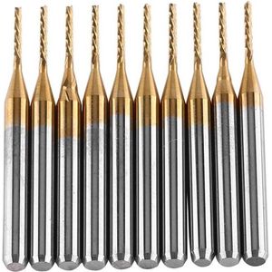 Einde Molen PCB Graveren Bits | 10 stks Gecoat Wolfraam Carbide Boren Set | CNC Roterende Freesgereedschap - 3.175mm Schacht x 1mm Diameter .