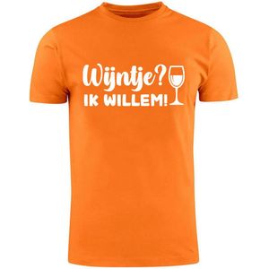 Wijntje? Ik Willem! Oranje Dames T-shirt | Koningsdag | bier
