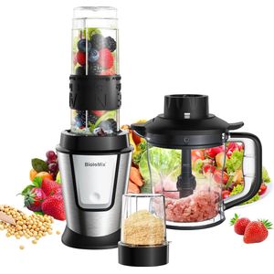 Biolomix 3-In-1 Multifunctionele Keukenmachine 700W Draagbare Juicer Blender Persoonlijke Smoothie Mixer Voedsel Chopper En Droge Molen