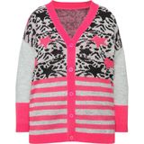 Angel of Style - Dames - Vest motiefmix lange mouwen - Hibiscusrood - Maat 42+