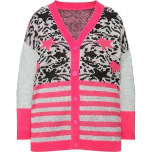 Angel of Style - Dames - Vest motiefmix lange mouwen - Hibiscusrood - Maat 42+