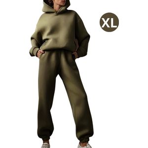 Bovista Joggingpak Dames - Huispak - Trainingspak - Volwassenen - Capuchon - Jogging Pak - Joggingspak - Leger Groen - Maat XL