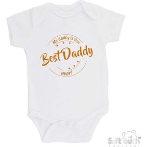 100% katoenen Romper ""My daddy is the best daddy ever!"" Vaderdag Unisex Katoen Wit/tan Maat 56/62