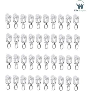 LifeStages - Gordijn Runners - 40 Stuks Gordijnrailrollen - Gordijnrailrollen - Gordijnrollen - Geschikt Voor Het Ophangen Van Gordijnen (Wit)