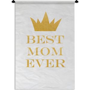 Wandkleed Moederdag - Moederdag cadeau / moederdag geschenk Best mom ever - cadeau voor de liefste mama Wandkleed katoen 60x90 cm - Wandtapijt met foto