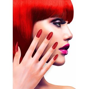 WIDMANN - Rode glitter nep nagels voor volwassenen - Schmink > Nep nagels