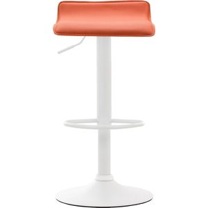 Clp Dyn V2 Set van 2 barkrukken - Kunstleer - Oranje - Kleur onderstel : Wit