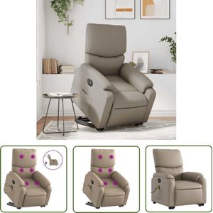 vidaXL Elektrische Fauteuil - Sta Op Massagestoel - Sta-op-massagestoel elektrisch kunstleer cappuccinokleurig - Massagerugkussen - Kapstok - Loungestoel