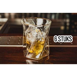 6 x Dubbelwandige Whiskey Glazen - Set Van 6 - Luxe Whisky Glas - 6 x 300 ml Dubbelwandig Whiskeyglazen - Handgemaakt Whiskeyglas Met Draaimotief