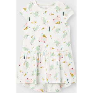 NAME IT NMFVIGGA CAPSL DRESS F1 NOOS Meisjes Jurk - Bright WhiteAOP:Unicorn - Maat 104