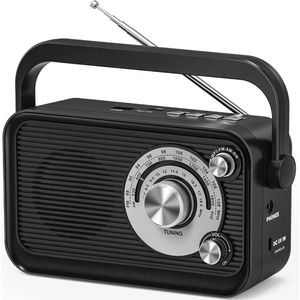 Draagbare Radio met Bluetooth en MP3 Functie - FM/AM/SW Radio - Oplaadbare en Batterij Aangedreven Radio - Radio voor Kantoor/Keuken/Camping/Noodgevallen