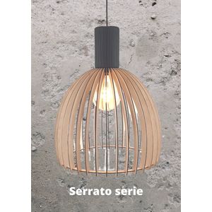 Olivios design hanglamp hout Serrato serie middelmaat 56cm hoog 47cm doorsnede exclusief ontwerp van olivios design