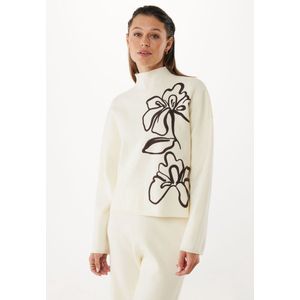 Mexx Pullover Flower Jacquard Turtle Neck Cream Dames - Maat S