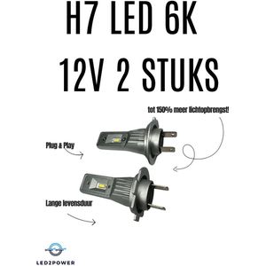LED2POWER - H7 LED lamp 6000K 12 Volt 2 Stuks - Universeel