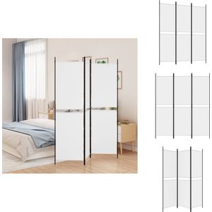 vidaXL Kamerscherm - Kamerschermen - Scheidingswand - Ruimteverdeler - Kamerscherm met 3 panelen 150x180 cm stof wit