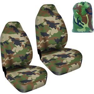 Universele, Waterdichte Autostoelhoezen Set voor Voorstoelen - Camouflage Groen