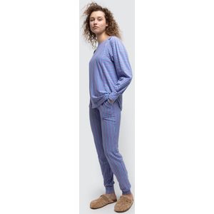 Lords & Lilies pyjama dames - roze/blauw gestreept - 242-50-XPC-Z/987 - maat S
