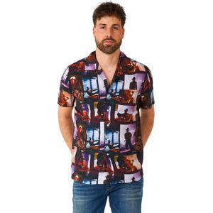 OppoSuits Shirt - A Nightmare On Elmstreet - Heren Overhemd - Carnavals Shirt - Korte Mouwen - Zwart - Maat: S
