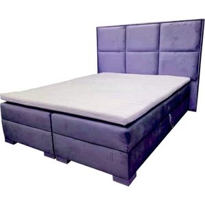 boxspring bed grand- 90x200- eenpersoonsbed met opbergruimte- complete boxspring bed- vaste matras- topper 4cm inclusief- velvet antraciet