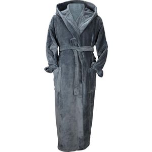 ARTG Robezz - DeLuxe - Velours Badjas met Capuchon - Donkergrijs - Dark Grey - Maat S/M