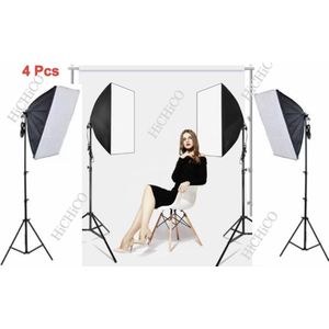 4X Studiolamp fotografie softbox - Foto Studio Verlichting Kit, 4X Achtergrond Support System Softbox Paraplu tripod Stand - fotolamp fotografie softbox Statief 210Cm en AFSTANDSBEDIENING van HiCHiCO