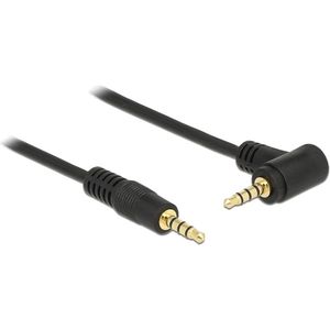 3,5mm Jack 4-polig audio/video kabel AWG24 - haaks / zwart - 1 meter