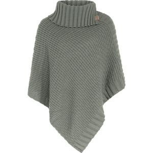 Knit Factory - Nicky - Gebreide Poncho - Urban Green - Met Sjaal Kraag - Dames Poncho