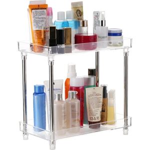 2-laags make-up organizer - opbergrek voor cosmetica op dressoir - badkamer slaapkamer keukenrek - transparant