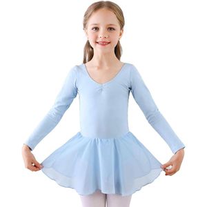 E-Ambar - Balletjurk met lange mouwen voor meisjes, kindergymnastiek pak met rokje - danspak voor kinderen met elegante ontwerpen - comfortabele danskleding