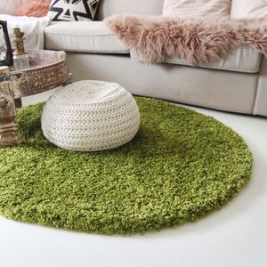 Hoogpolig rond vloerkleed shaggy Royal 5cm hoogte - groen 80 cm rond