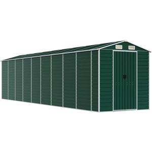 vidaXL - Tuinschuur - 191x810x198 - cm - gegalvaniseerd - staal - groen