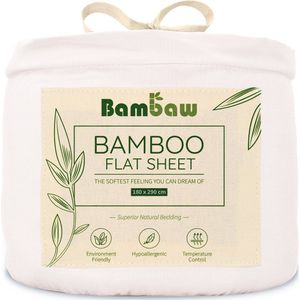 Bambaw Luxe Bamboe Lakens 180x290cm – Ultra ademende stof – Beddengoed – Hypoallergeen Bovenlaken – Beddengoed - Wit