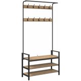 vidaXL - Kapstok - Eikenkleurig - 95 x 34 x 184 cm - Bewerkt Hout