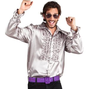 Boland - Party shirt zilver (M) - Volwassenen - Danser/danseres - 80's & 90's - Disco
