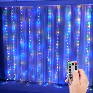 Orion - Gordijn 300 Led Licht -Ramen 300 Led Licht - kerstverlichting - Kerstversiering - 3x3 meter - RGB LED gordijn - Binnen verlichting - Trouwfeest verlichting - Met afstandsbediening - USB - Veiligheidsspelden - Haken - Black Friday