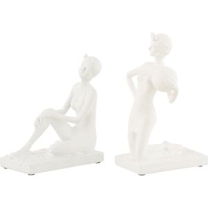J-Line decoratie Vrouw Badpak - polyresin - wit - 2 stuks