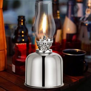 Retro outdoor noodlamp met glas en metaal - winddichte olielamp voor kamperen en decoratie