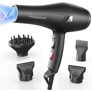 Professionele Ionen Föhn met Diffuser en Stylingsproeiers - Krachtige Haardroger voor het Hele Gezin