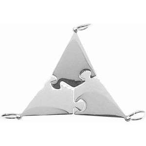 Vriendschapshartje® - 3 Puzzelstukjes rvs driehoek - bff ketting voor 3 - gepersonaliseerd cadeau - inclusief graveren