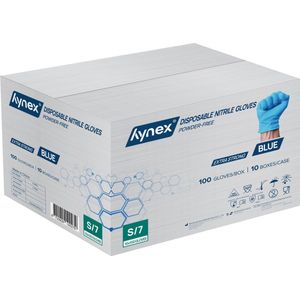 Hynex Nitril Wegwerphandschoenen 5g Maat S - omdoos 1000 stuks - Blauw - Poedervrij - Latex vrij - Niet Steriel