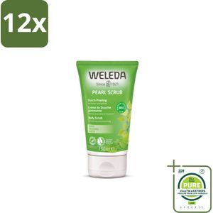 WELEDA - Douchecrème Pearl Scrub - Berken - 150 ml - Voordeelverpakking - 12 stuks - Natuurlijke scrub - Berkenblad