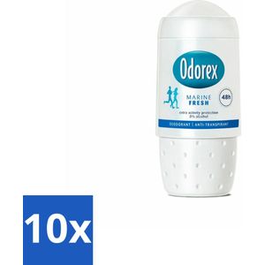 10 x Odorex - Deodorant Roller - Marine Fresh - Verfrissende Bescherming - 50 ml - Deodorant Roller - Alcoholvrij Deodorant - Frisse Geur - Transpiratiebescherming - Huidvriendelijk