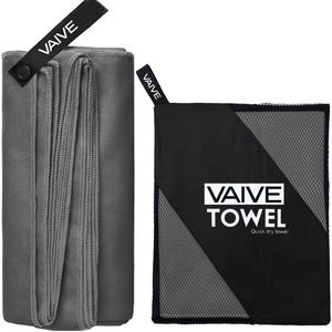 VAIVE Microvezel handdoek - Strandlaken 100x200 - Badlaken - Reishanddoek Sneldrogend - Grijs