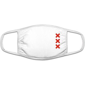 Amsterdam XXX mondkapje | gezichtsmasker | bescherming | bedrukt | logo | Wit - Rood mondmasker van katoen, uitwasbaar & herbruikbaar. Geschikt voor OV