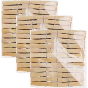 Bamboe wasknijpers - 144x - hout - 7 cm