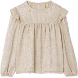 T-shirt - Goud - Kerstmis - Meisjes - Lange Mouwen - Glanzend Materiaal