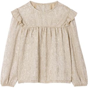 T-shirt - Goud - Kerstmis - Meisjes - Lange Mouwen - Glanzend Materiaal