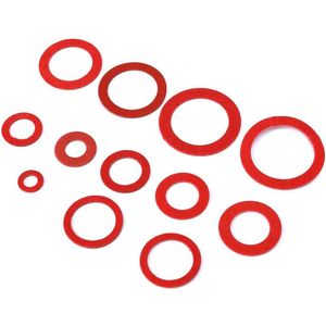 600 stks rode gevulkaniseerde vezel pakking pakking - ronde isolatie papier - staal papier - sorteerkit .